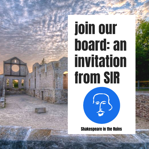 A panoramic image of the St Norbert Ruins, a sunset sky visible through the rose window. Overlaid text: Join Our Board. An invitation from SIR