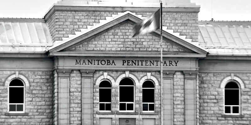 Black and white image of Stony Mountain penitentiary